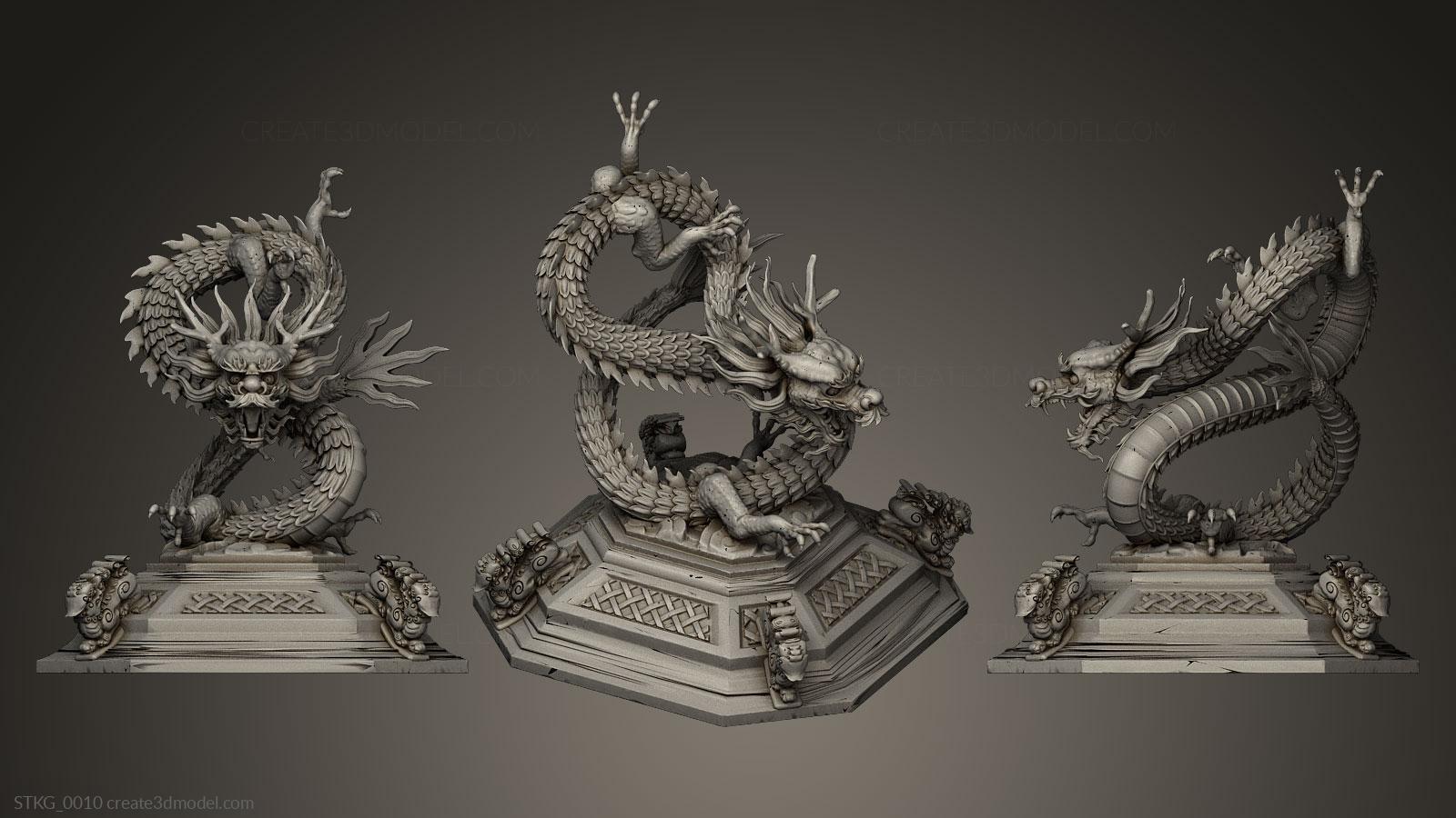 Figurines of griffins and dragons - Wood Carving of Dragon, STKG_0078. 3D  stl model for CNC